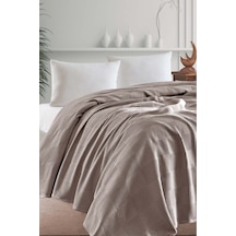 Eponj Home Çift Kişilik %100 Pamuk Pike Örtü 200x230 Cm Karo Desenli Camel Weave Serisi Camel