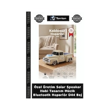 Özel Üretim Solar Speaker Hobi Tasarım Müzik Bluetooth Hoparlör D44 Bej
