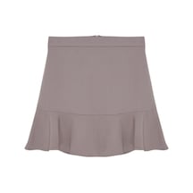 Ersefa Moda Balık Düz Desen Günlük Mini Boy Etek Ucu Volanlı Mini Dokuma Gri