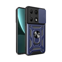 Zore Redmi Note 13 Pro 4g Kılıf Magnetik Standlı Kamera Korumalı Nvth Sürgülü Vega Kapak - Mavi