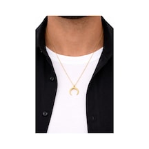 Altın Renk Çift Boynuz Hilal Kolye Unisex Metal 60 Cm Zincir Çok renkli