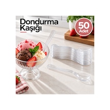 Dondurma Kaşığı Dalgalı Şeffaf 50 Adet Tek Kullanımlık Plastik Dondurma Kaşığı - 920885800