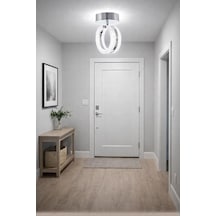 Ecrin Tekli Plafonyer Modern Krom Led Avize Kristal Görünüm Beyaz Işık Enerji Tasarruflu Antre Cafe Hol Diğer