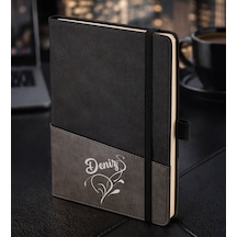 Bk Gift Kişiye Özel Siyah Termo Deri Defter -5, Kartvizit Bölmeli, Çizgili Ivory Kağıt Kobitmeyencom35986 Bk Gift