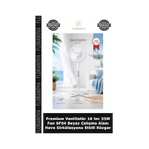 Premium Vantilatör 16 Inc 55w Fan Sf04 Beyaz Çalışma Alanı Hava Sirkülasyonu Etkili Rüzgar