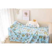 Agoodshop Karikatür Yastık Battaniye - Anime Desenli Mercan Polar Battaniyesi 36 Derece Üstü