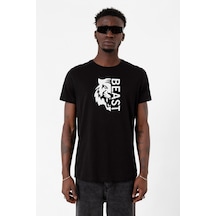 Mr Beast Half Face Siyah Erkek Tshirt Çok Renkli