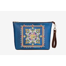 Chiara Alessi Mavi Suni Deri Clutch&portföy Çanta 30x21 Cm