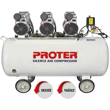 Proter 3 Hp 8 Bar 200 LT Monofaze Sessiz Yağsız Hava Kompresörü