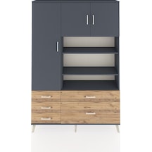 Arges Dolap 9 Raflı 5 Çekmeceli 3 Kapaklı 132x30x195 Antrasit-antrasit/çam Antrasıt/atlas Çam