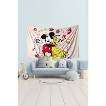 Mickey Mouse Ve Pluto Desenli Duvar Halısı Duvar Örtüsü Çocuk Odası Tapestry Süet Dokulu Kumaş