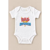 Babylimon Dad Is My Superhero Beyaz Kısa Kollu Çıtçıtlı Bebek Zıbını Beyaz - 930083885 Beyaz