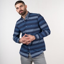 Ecer Slimfit Çizgili Gömlek Lacivert