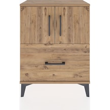 Arges Komodin Tek Raflı Tek Çekmeceli 2 Kapaklı 60x30x80 Çam-çam Çam