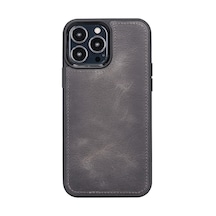 Apple Uyumlu iPhone 13 Pro Max Deri Arka Kapak Antik Gri
