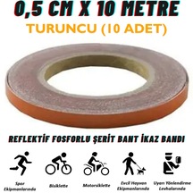 Carub Reflektif Fosforlu Şerit Bant 0,5 Cm X 10 Metre Turuncu İkaz Bandı BR2405006