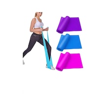 Pilates Direnç Lastiği Seti, 3 Adet, 90x7,5 Cm, Farklı Dirençte Çok Renkli