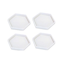 4 Paket Altıgen Silikon Bardak Altlığı Kalıpları Silikon Reçine Kalıp Beyaz