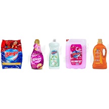Bingo Renkli Ler 6 Kg + Soft Yumuşatıcı 1440 Ml + Bulaşık Deterjanı 650 Ml + Yumuşatıcı Soft 5 L+giysi Şampuanı 3lt 5'li Set Diğer
