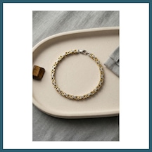 Bezos 316l Çelik Gold Ve Gümüş Kral Zincir Model Erkek Bileklik Ob