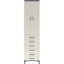 Hyperion Dolap 4 Raflı 6 Çekmeceli 2 Kapaklı 60x44x243 Antras... Antrasit