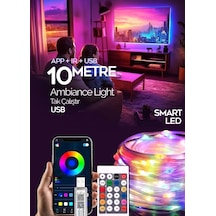Bluetoothlu Usb Led Işık 10 Metre Rgb Çok Renkli Sese Duyarlı Çok