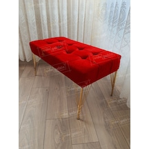 Modern Dilim Puf Ayakucu Puf Gold Metal Ayak 100 45 Kırmızı