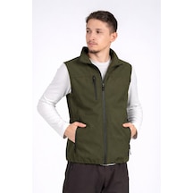 Vatan Tekstil Softshell Dik Yaka Erkek Yelek Haki