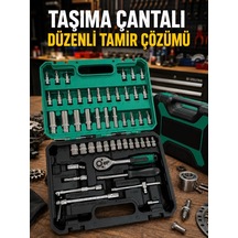 53 Parça Çok Amaçlı Lokma Anahtar Seti Standart Ve Derin Lokmalar, Yıldız Torx Allen Uçlar, Cırcır Kolu Ve Taşıma Çantası Mh-hs6342-7498