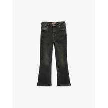 Koton Yüksek Bel Slim Fit Pamuklu İspanyol Paça Denim Pantolon Siyah 6wkg40044ad Siyah
