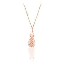Gümüş Rose 21 Mm Zirkon Taşlı Ananas Kolye