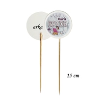 15 Cm Uzun Kürdan - 20 Adet Kişiye Özel Baskılı Bekarlığa Veda Pasta Kürdanı Bride To Be -1