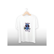 Just Keep Swimming Detaylı Unisex Tişört Beyaz