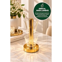 Evonıta Dekoratif Led Masa Lambası Spiral Tasarım Şeffaf Işıklı Abajur Gold Tabanlı Modern Gece Lambası