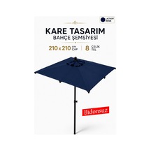 Alubrella Kare Lacivert Bahçe, Güneş Şemsiyesi 210x210/8 Çelik Tel Bidonsuz