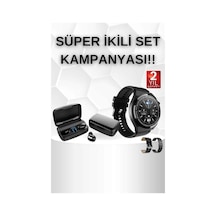 Kablosuz Bluetooth Kulaklık Ve Kordon Hediyeli Akıllı Saat Nabız Ölçer Uzun Pil Ömrü