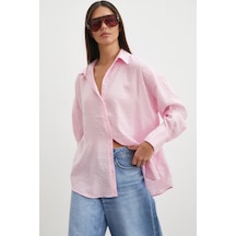 Never More Dökümlü Oversize Modal Gömlek Pembe