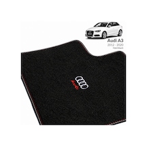 Oto Halı Paspas Seti Audi A3 2012-2020 Hatchback Uyumlu Sline Sport Kaymaz & Şık Tasarım - Siyah Logolu2