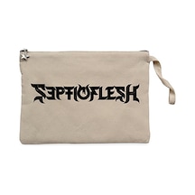 Septicflesh Logo Krem Clutch Astarlı Cüzdan / El Çantası Krem