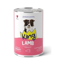 King Sos İçinde Et Parçacıklı Kuzu Etli Yetişkin Köpek Konservesi 400 Gr