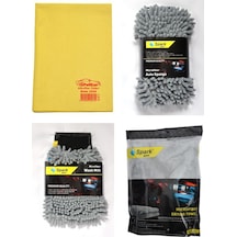 Polikur 3224 Güderi Bez & Spark 7040 Sünger & Spark 7050 Eldiven & Spark 2316 Peluş Bez 4'lü Set