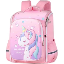 Unicorn 3d Desenli Kız Çocuk Kreş Ve Anaokulu Okul Çantası Pembe