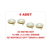 Çift Taraflı İçi Köpüklü Sarı Bant 25 M. Uzunlukta 15 Mm-1,5 Cm Ebatında 4 Adet