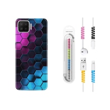 Oppo A73 Kılıf Kablo Koruyuculu Petek 1825 Siyah