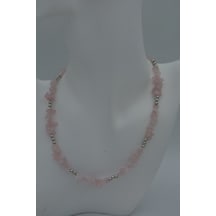 Stoneage Pembe Kuvars Aşk Taşi  Kolye Kırmızı