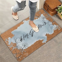 Valerine Life Kara Kalem Gelincik Mavi Renk Hoş Geldiniz Kapı Önü Paspası 45x70cm