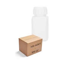 Plastik Kare Şişe 100 ML Kapaklı Numune Şişesi 100 Adet