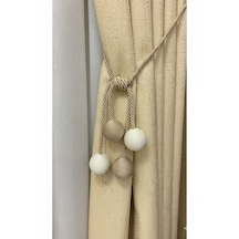 Modern Sarım 4 Toplu Braçol Kornişe Takmatik Ipli Tavan Perde Aksesuarı Vizon - Krem