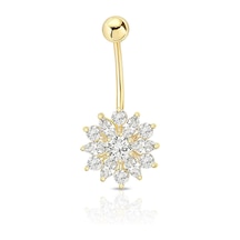 Altın Oval Tek Taşlı Piercing