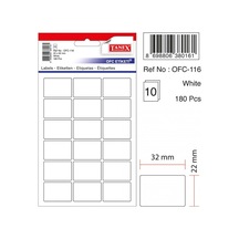 Tanex Beyaz Ofis Etiketi 22Mmx32Mm 10.Yaprak 180 Etiket